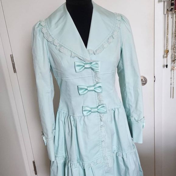 Jesus Diamante hime gyaru lolita aqua blue victorian spring coat - Picture 5 of 13